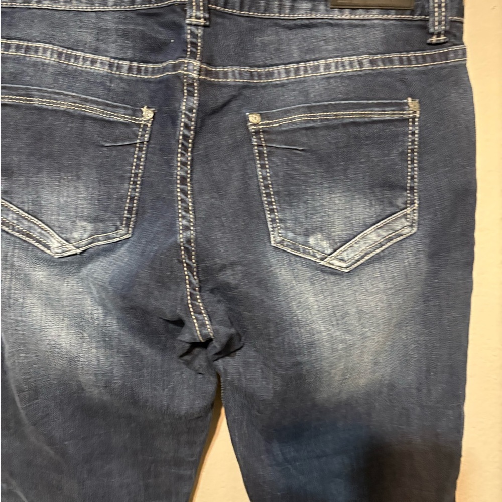 Women’s Rock & Roll Cow Girl Denim Straight Leg Jeans Dark Blue Wash Size 33x34 - Picture 9 of 16